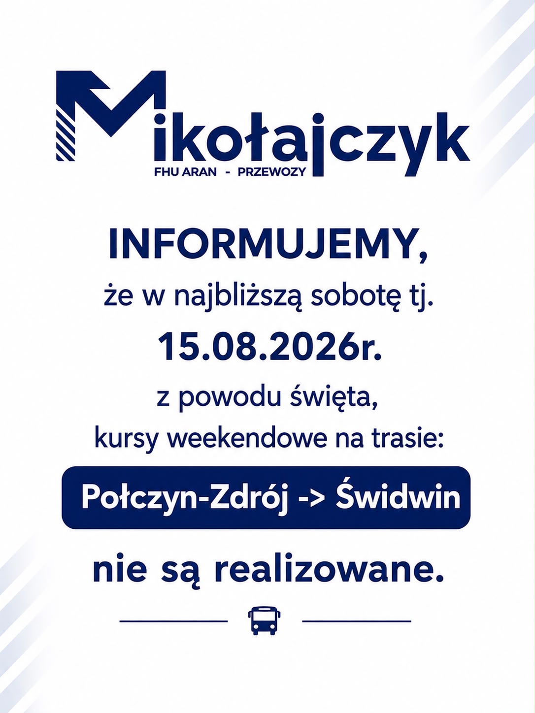 Komunikacja w dniu 15 sierpnia